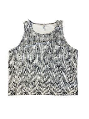 Balance Collection Snakeskin Print Cropped Activewear Tank Top XL Grey Black